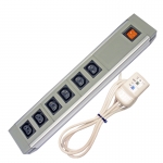 642IEC/GBL - 6 Way IEC ABS+AL - Wired Lead - RCD